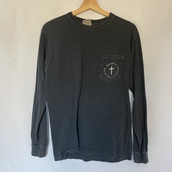 Comfort Colors Long Sleeve T-Shirt With Esther 4:14 Graphic In Charcoal women's - Picture 1 of 7